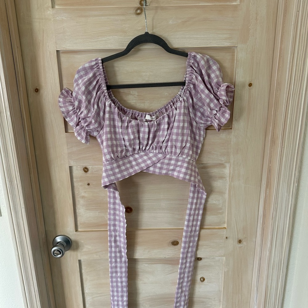 Cropped checkered shirt with wrap around ties!
